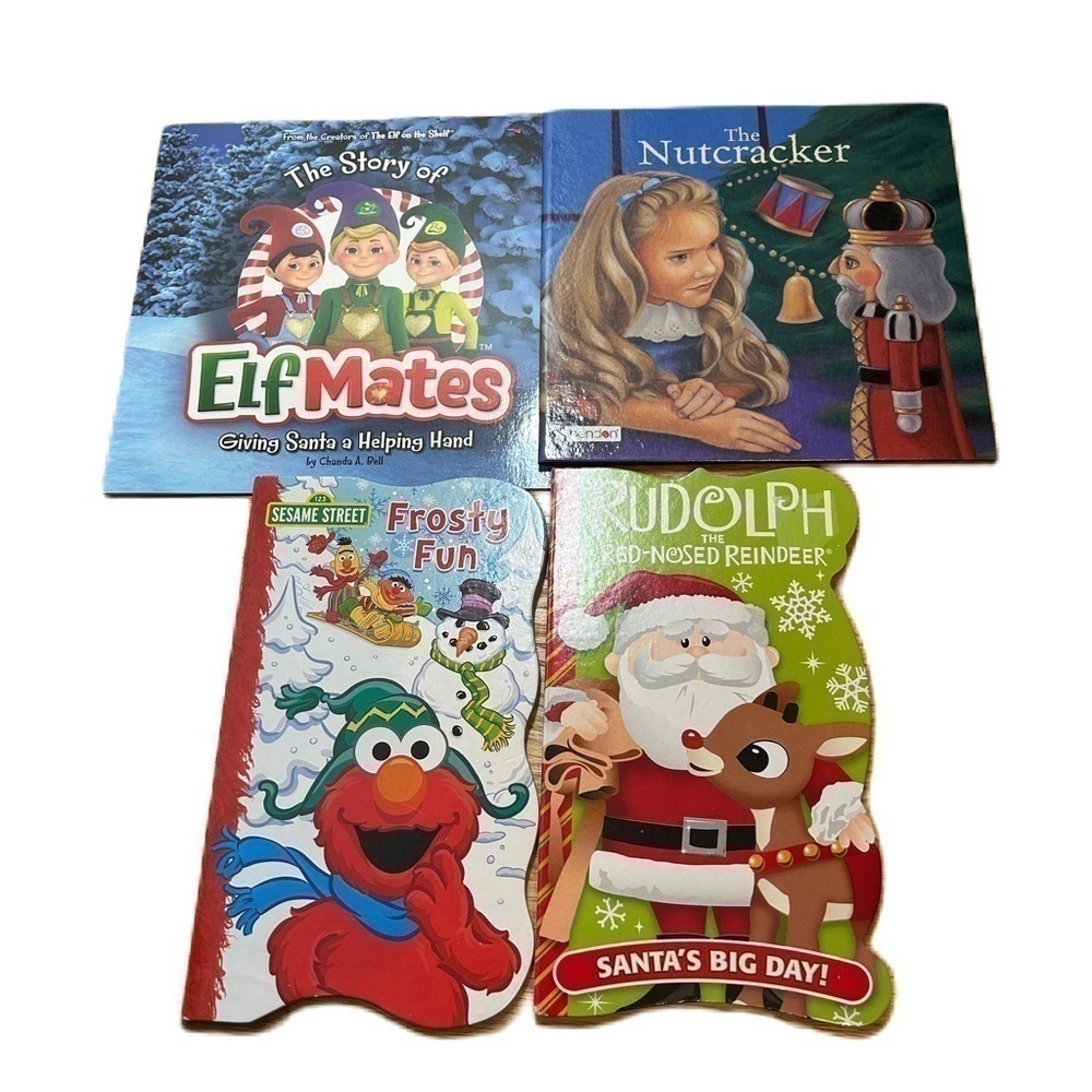 Christmas Book Bundle Rudolph Elf on the Shelf NEW Elmo Sesame Street Nutcracker